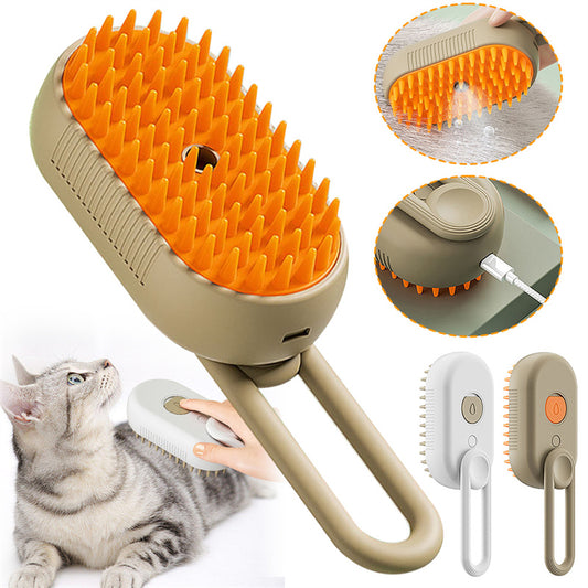 3-in-1 Electric Pet Grooming Brush with Steam Spray for Cats and Dogs - Multi-Function Hair Removal and Massage Tool