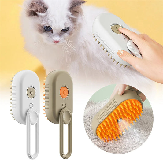 3-in-1 Electric Pet Grooming Brush with Steam Spray for Cats and Dogs - Multi-Function Hair Removal and Massage Tool