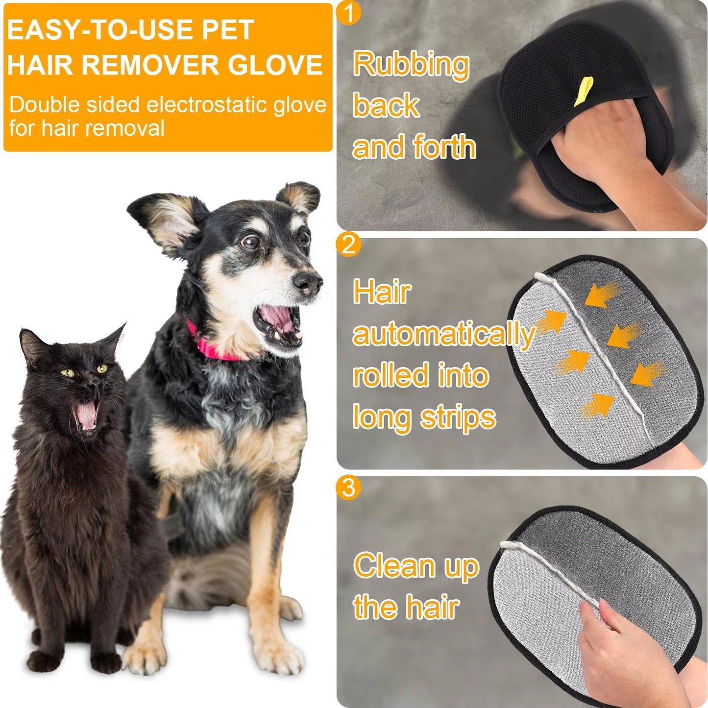 Transform Your Grooming Routine with Double-Sided Pet Grooming Gloves - Perfect for Cats and Dogs!