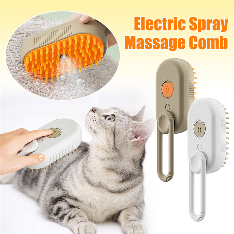 3-in-1 Electric Pet Grooming Brush with Steam Spray for Cats and Dogs - Multi-Function Hair Removal and Massage Tool