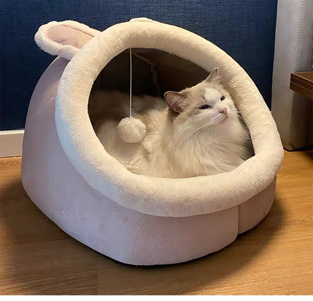 Deep Sleep Cat Bed Cartoon Pet Bed Foldable Removable