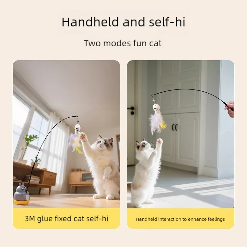 Cat Feather Wand – Rotating Wire Toy for Kittens
