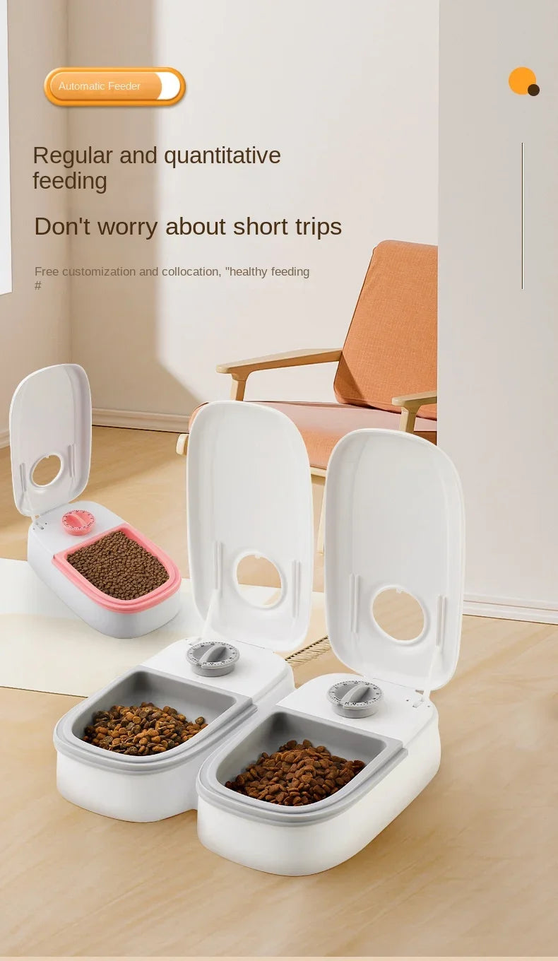 Dog Feeder Cat Automatic Feeding Water Bowl with Timer