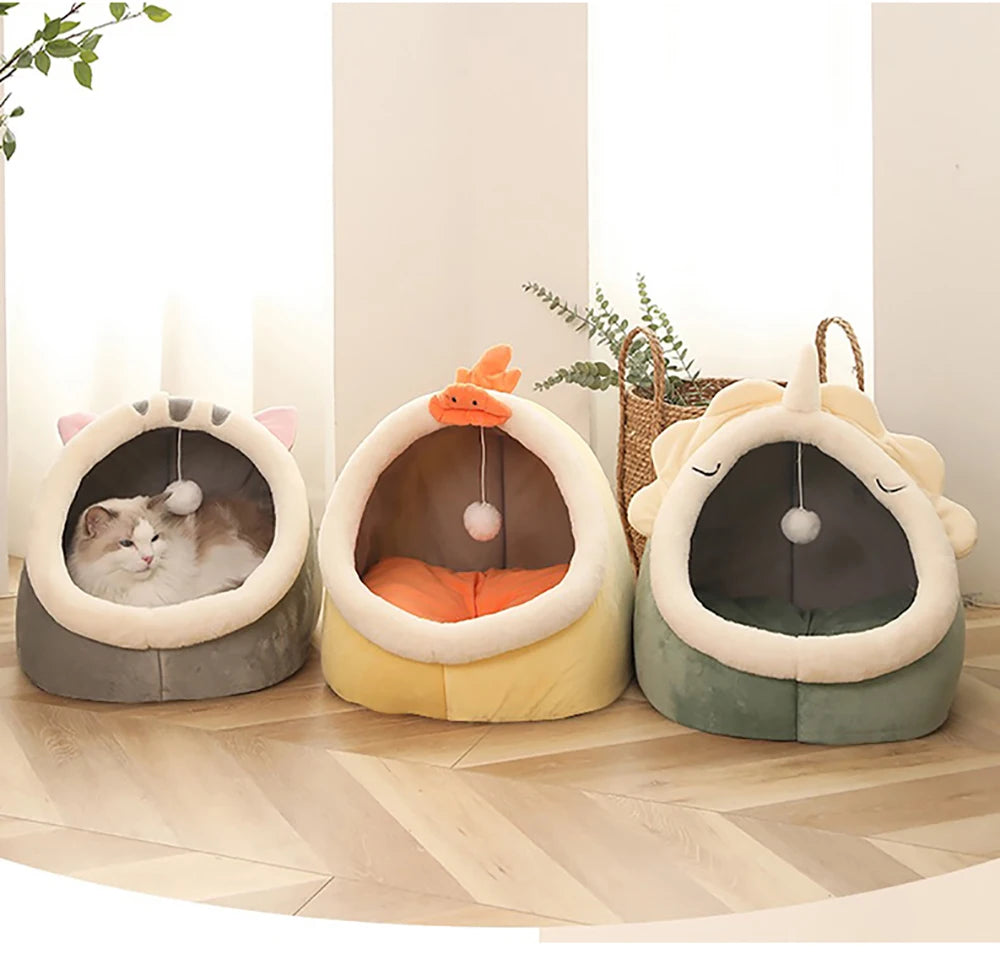 Deep Sleep Cat Bed Cartoon Pet Bed Foldable Removable