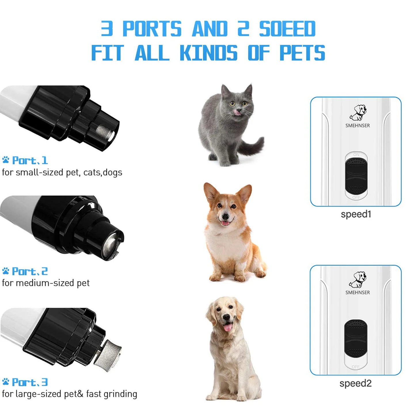 Electric Pet Nail Grinder for Dogs & Cats – Ultra-Quiet USB