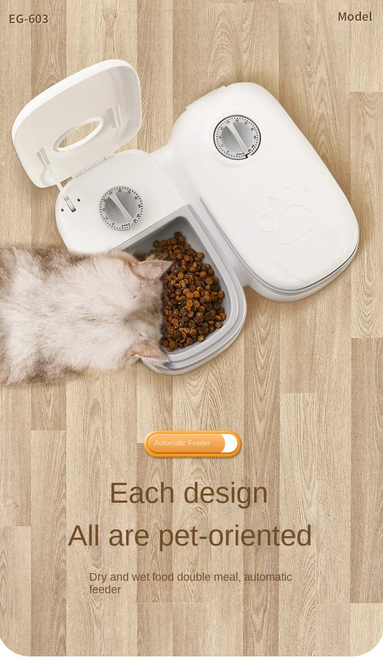 Dog Feeder Cat Automatic Feeding Water Bowl with Timer