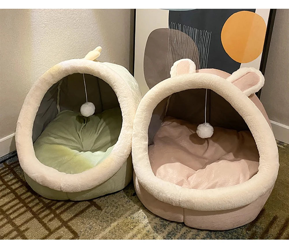 Deep Sleep Cat Bed Cartoon Pet Bed Foldable Removable