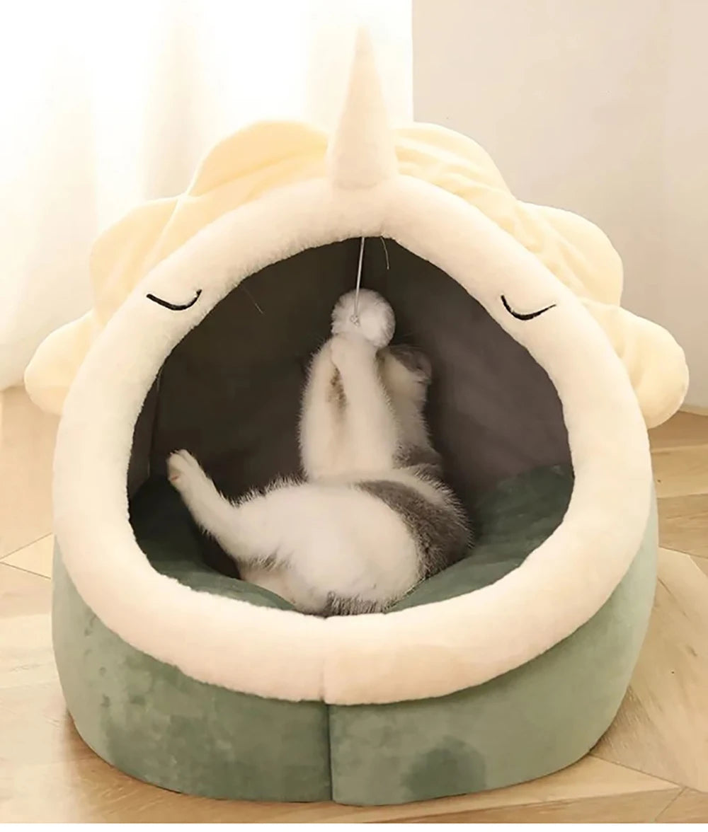 Deep Sleep Cat Bed Cartoon Pet Bed Foldable Removable