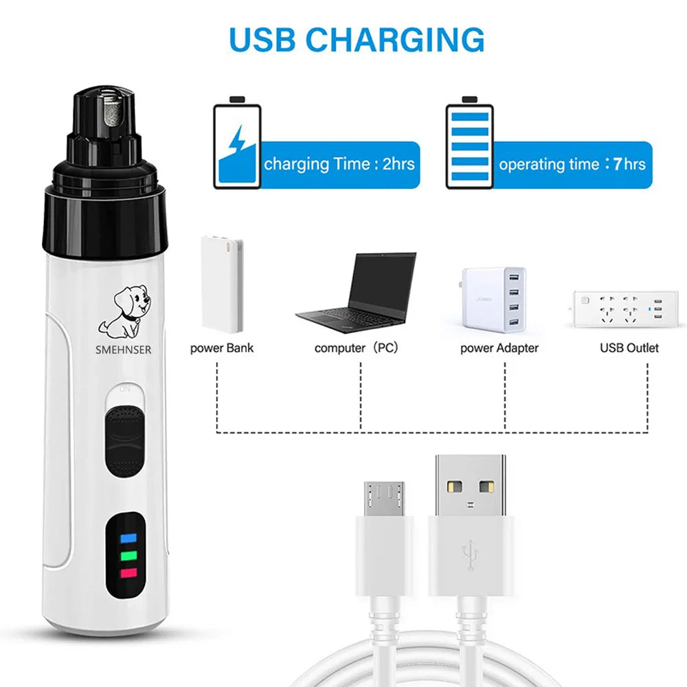 Electric Pet Nail Grinder for Dogs & Cats – Ultra-Quiet USB