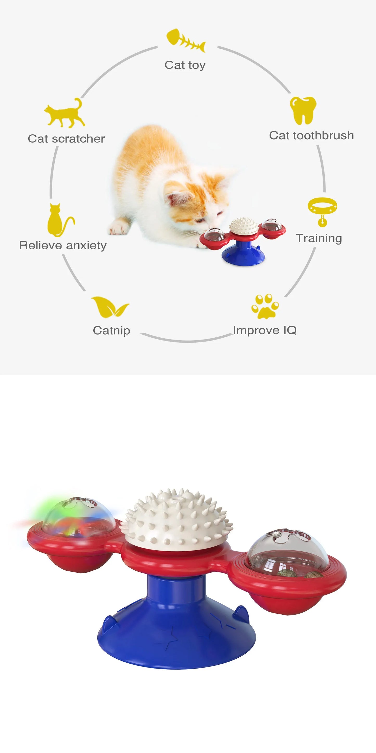Windmill Cat Toy – Interactive Puzzle & Dental Toy