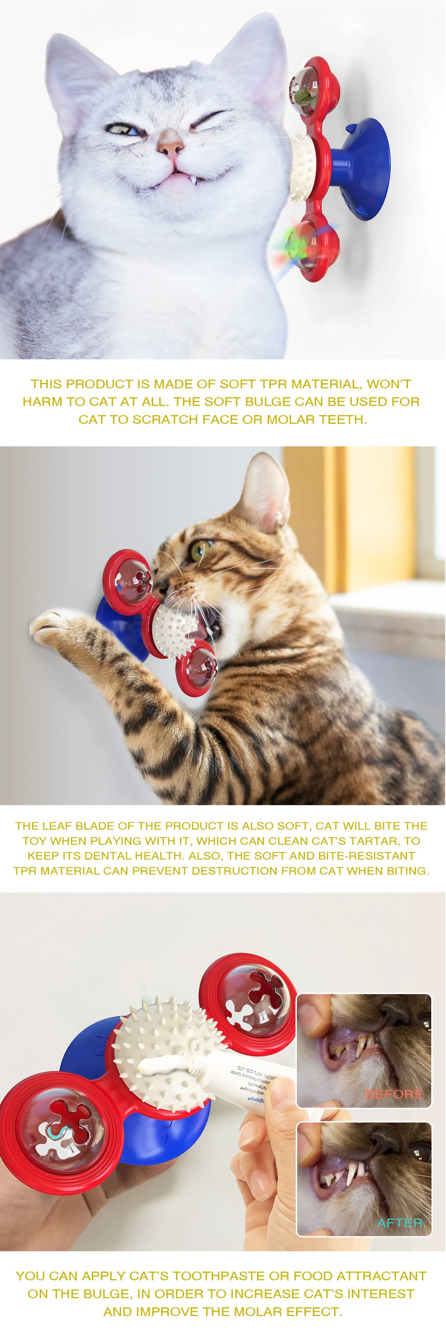 Windmill Cat Toy – Interactive Puzzle & Dental Toy