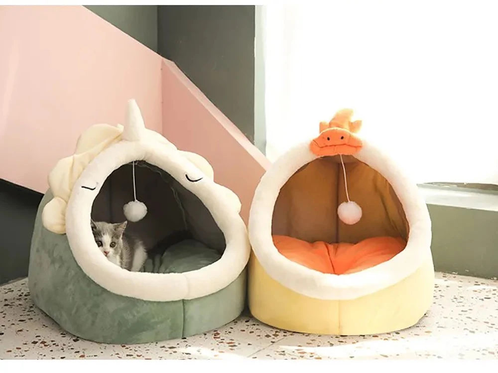 Deep Sleep Cat Bed Cartoon Pet Bed Foldable Removable