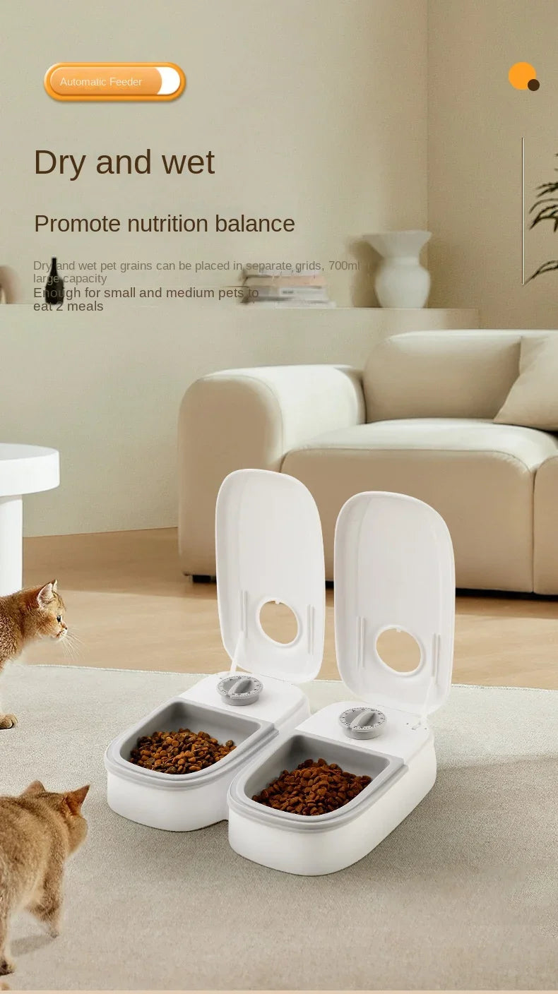 Dog Feeder Cat Automatic Feeding Water Bowl with Timer