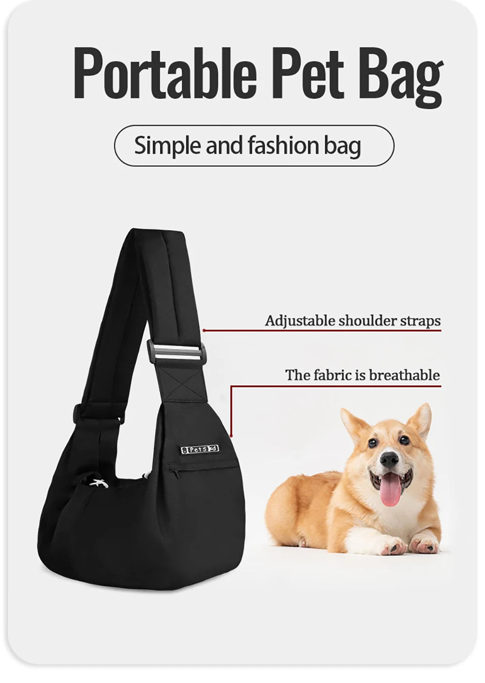Petskd Pet Dog Sling Carrier Bag Outdoor Portable Shoulder
