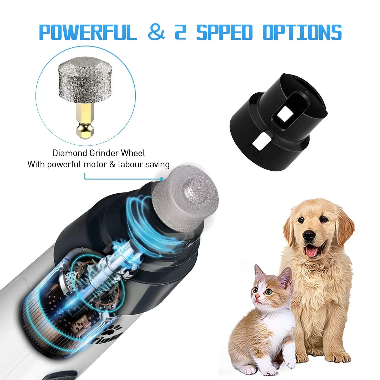 Electric Pet Nail Grinder for Dogs & Cats – Ultra-Quiet USB