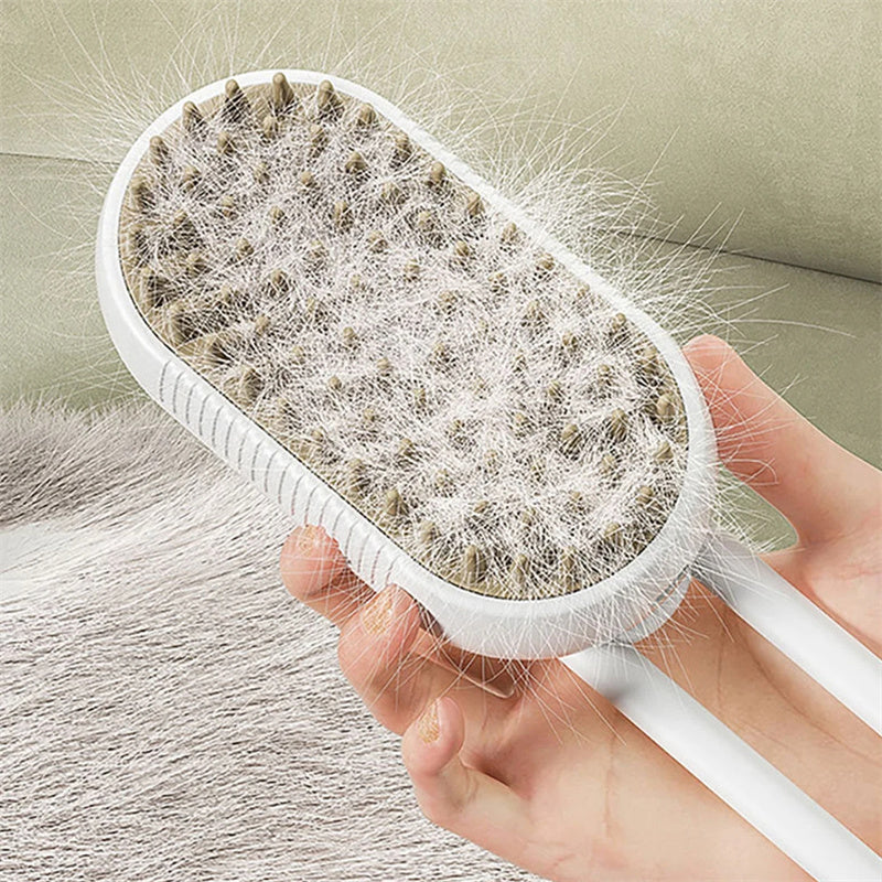 3-in-1 Electric Pet Grooming Brush with Steam Spray for Cats and Dogs - Multi-Function Hair Removal and Massage Tool