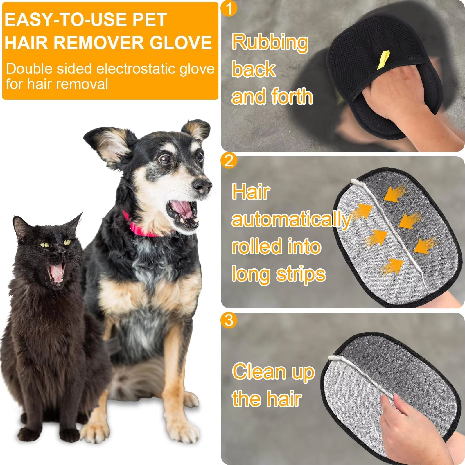 Transform Your Grooming Routine with Double-Sided Pet Grooming Gloves - Perfect for Cats and Dogs!
