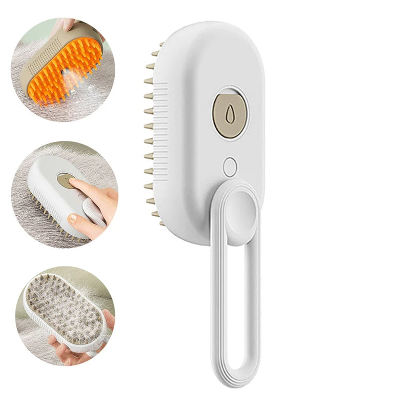 3-in-1 Electric Pet Grooming Brush with Steam Spray for Cats and Dogs - Multi-Function Hair Removal and Massage Tool