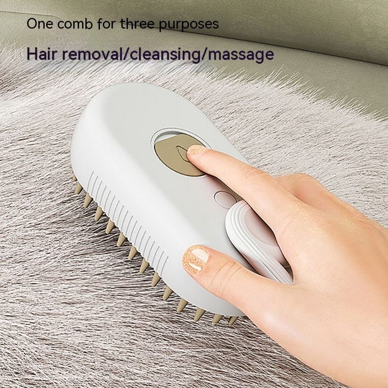 3-in-1 Electric Pet Grooming Brush with Steam Spray for Cats and Dogs - Multi-Function Hair Removal and Massage Tool