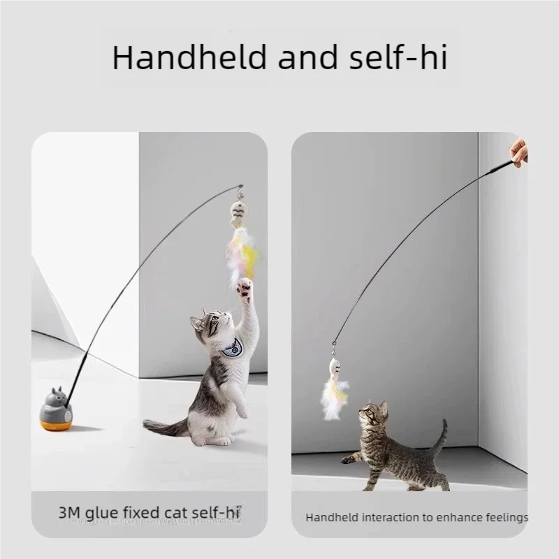 Cat Feather Wand – Rotating Wire Toy for Kittens