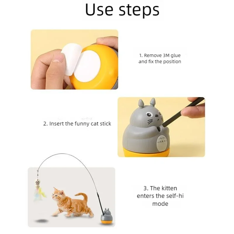 Cat Feather Wand – Rotating Wire Toy for Kittens
