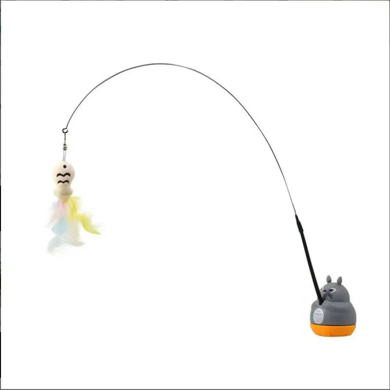 Cat Feather Wand – Rotating Wire Toy for Kittens