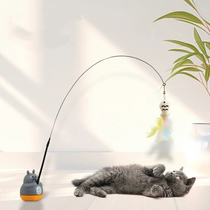 Cat Feather Wand – Rotating Wire Toy for Kittens