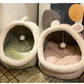 Deep Sleep Cat Bed Cartoon Pet Bed Foldable Removable