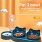 Pet Bowls With Water Feeder, 3 In 1 Ear Design Tilted Cat