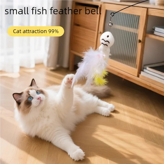 Cat Feather Wand – Rotating Wire Toy for Kittens