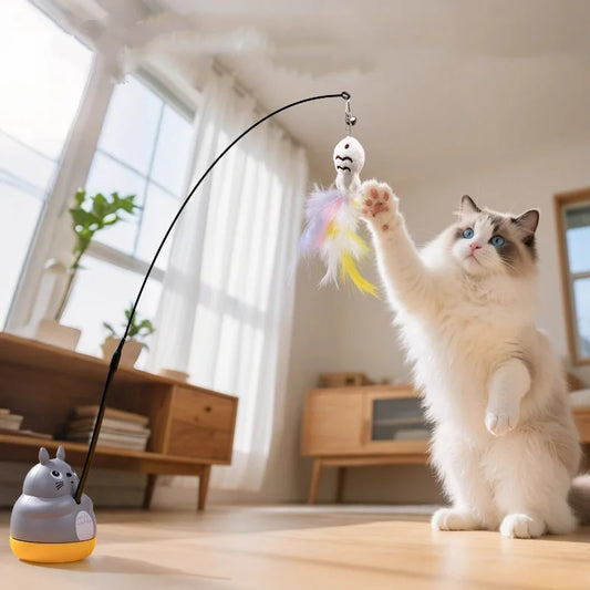 Cat Feather Wand – Rotating Wire Toy for Kittens