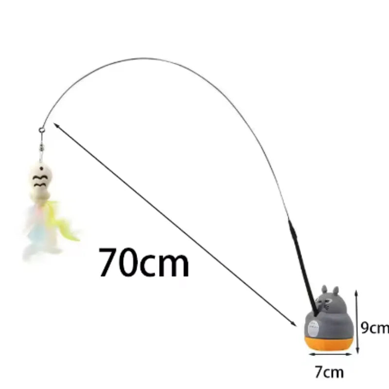 Cat Feather Wand – Rotating Wire Toy for Kittens
