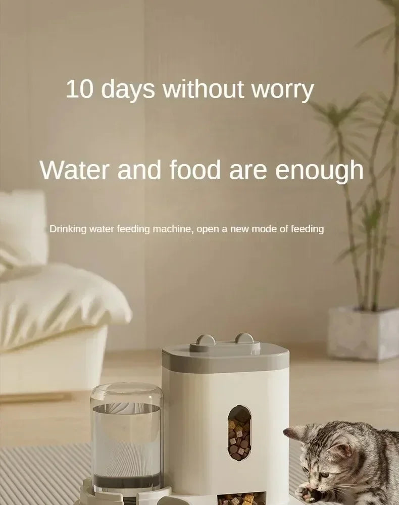 Automatic Feeder Dog Cat Food Bowl With Water Fountain