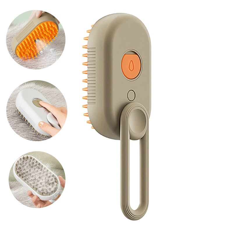 3-in-1 Electric Pet Grooming Brush with Steam Spray for Cats and Dogs - Multi-Function Hair Removal and Massage Tool