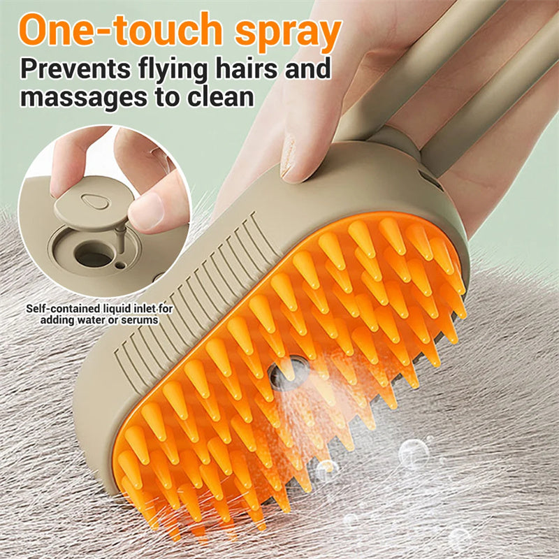 3-in-1 Electric Pet Grooming Brush with Steam Spray for Cats and Dogs - Multi-Function Hair Removal and Massage Tool